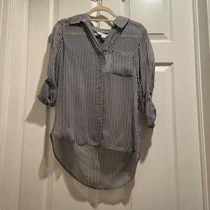 Black & White Striped Sheer DVF Blouse